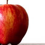 A red apple on a white background